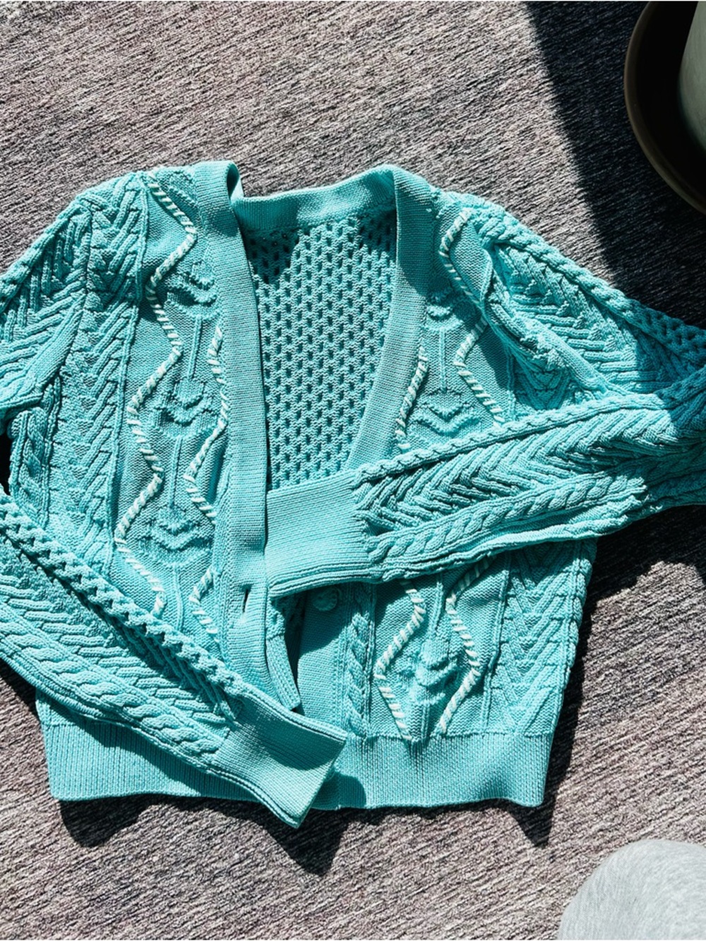 Turquoise Cable Knit Women’s Cardigan Sweater